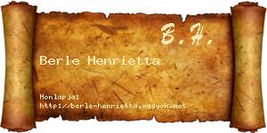 Berle Henrietta névjegykártya